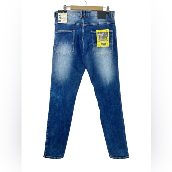 Spark Jeans Mens 34/32 Stretch/Slim Fit Premium Denim Studio Collection Med Wash - Picture 3 of 16